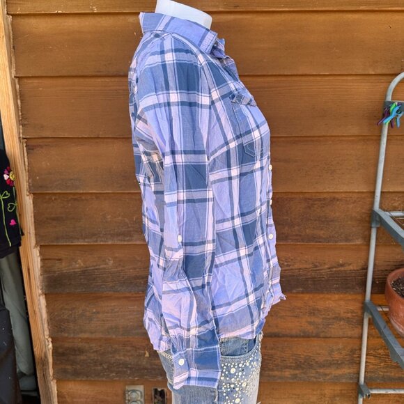 St John Purple Plaid Button Down Shirt Size S - Picture 6 of 8